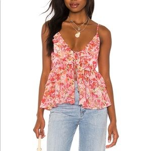 Hazel Tank Top in Cali Blooms Lovers and Friends floral tie front y2k cover up
